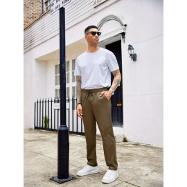 1pc Men'S Casual Cotton Drawstring Pants - Solid Color, Non-Stretch Fabric, Regular Fit, All-Season Straight Leg Cargo Trousers 1pc Men'S Casual Cotton Drawstring Pants - Solid Color, Non-Stretch Fabric, Regular Fit, All-Season Straight Leg Cargo Trousers
