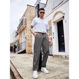 1pc Men'S Casual Cotton Drawstring Pants - Solid Color, Non-Stretch Fabric, Regular Fit, All-Season Straight Leg Cargo Trousers 1pc Men'S Casual Cotton Drawstring Pants - Solid Color, Non-Stretch Fabric, Regular Fit, All-Season Straight Leg Cargo Trousers