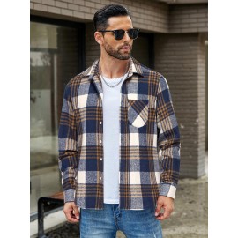Mens Flannel Shirt Long Sleeve Plaid Jacket Casual Button Down Shirts Shacket Mens Flannel Shirt Long Sleeve Plaid Jacket Casual Button Down Shirts Shacket