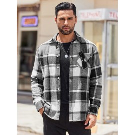 Mens Flannel Shirt Long Sleeve Plaid Jacket Casual Button Down Shirts Shacket Mens Flannel Shirt Long Sleeve Plaid Jacket Casual Button Down Shirts Shacket