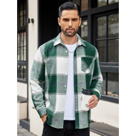 Mens Flannel Shirt Long Sleeve Plaid Jacket Casual Button Down Shirts Shacket Mens Flannel Shirt Long Sleeve Plaid Jacket Casual Button Down Shirts Shacket
