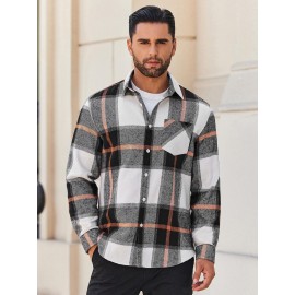 Mens Flannel Shirt Long Sleeve Plaid Jacket Casual Button Down Shirts Shacket Mens Flannel Shirt Long Sleeve Plaid Jacket Casual Button Down Shirts Shacket