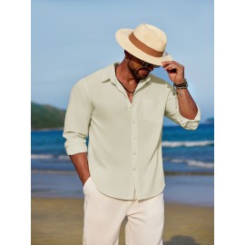 Men'S Polyester Chambray Casual Dress Shirt, Sexy Lapel Collar, Long Sleeve, Solid Color, Slight Stretch Fabric, with Front Slit Hem, Single Breasted Placket, for All-Season Party Wear Men'S Polyester Chambray Casual Dress Shirt, Sexy Lapel Collar, Long Sleeve, Solid Color, Slight Stretch Fabric, with Front Slit Hem, Single Breasted Placket, for All-Season Party Wear