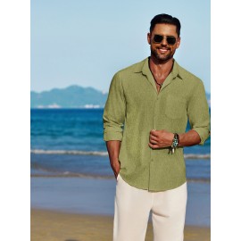 Men'S Polyester Chambray Casual Dress Shirt, Sexy Lapel Collar, Long Sleeve, Solid Color, Slight Stretch Fabric, with Front Slit Hem, Single Breasted Placket, for All-Season Party Wear Men'S Polyester Chambray Casual Dress Shirt, Sexy Lapel Collar, Long Sleeve, Solid Color, Slight Stretch Fabric, with Front Slit Hem, Single Breasted Placket, for All-Season Party Wear