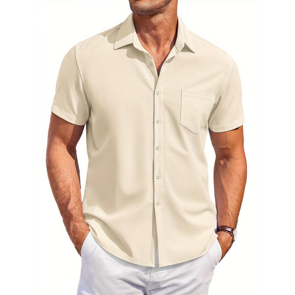 Mens Summer Beach Shirt Short Sleeve Shirts Casual Button Down Shirts Wrinkle Free Mens Summer Beach Shirt Short Sleeve Shirts Casual Button Down Shirts Wrinkle Free
