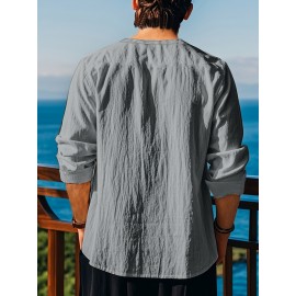 European And American Four Season Loose Fitting Pullover Retro Ethnic Style Casual Stand Up Collar Shirt European And American Four Season Loose Fitting Pullover Retro Ethnic Style Casual Stand Up Collar Shirt