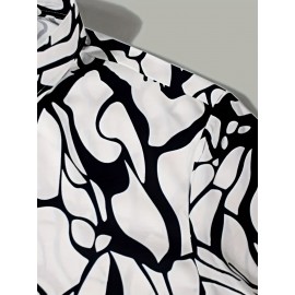Crackle Pattern Print Men's Color Block Short Sleeve Button Up Lapel Shirt For Summer Resort Holiday, Hawaiian Style Crackle Pattern Print Men's Color Block Short Sleeve Button Up Lapel Shirt For Summer Resort Holiday, Hawaiian Style