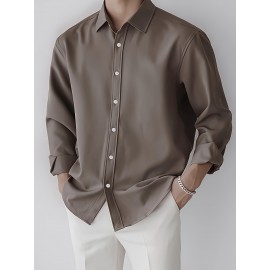 European And American Men'S Fashion Khaki Long-Sleeved Shirt, Skin-Friendly And Breathable Street Solid Color Fashion Button-Down Lapel Shirt European And American Men'S Fashion Khaki Long-Sleeved Shirt, Skin-Friendly And Breathable Street Solid Color Fashion Button-Down Lapel Shirt