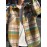 Color Block Plaid Men's Retro Long Sleeve Button Down Shirt With Chest Pockets, Spring Fall Casual Outdoor Loose Shirt