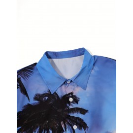 Beach Sunset Pattern 3D Printed Men's Fashion Short Sleeve Button Up Lapel Hawaiian Style Shirt For Summer Resort Vacation Beach Sunset Pattern 3D Printed Men's Fashion Short Sleeve Button Up Lapel Hawaiian Style Shirt For Summer Resort Vacation