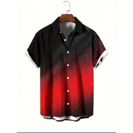 Men's Casual Short Sleeve Shirt with 3D Geometric Print - Polyester, Machine Washable, Non-Stretch Fabric Men's Casual Short Sleeve Shirt with 3D Geometric Print - Polyester, Machine Washable, Non-Stretch Fabric
