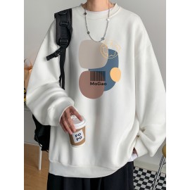 MOGAO Casual Geometric Sweatshirt for Men - Polyester Knit Fabric, Long Sleeve, Regular Fit, Round Neck, Comfortable and Trendy Unisex Hoodie MOGAO Casual Geometric Sweatshirt for Men - Polyester Knit Fabric, Long Sleeve, Regular Fit, Round Neck, Comfortable and Trendy Unisex Hoodie
