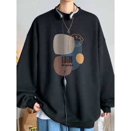 MOGAO Casual Geometric Sweatshirt for Men - Polyester Knit Fabric, Long Sleeve, Regular Fit, Round Neck, Comfortable and Trendy Unisex Hoodie MOGAO Casual Geometric Sweatshirt for Men - Polyester Knit Fabric, Long Sleeve, Regular Fit, Round Neck, Comfortable and Trendy Unisex Hoodie