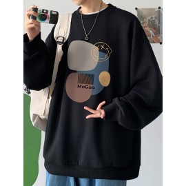 MOGAO Casual Geometric Sweatshirt for Men - Polyester Knit Fabric, Long Sleeve, Regular Fit, Round Neck, Comfortable and Trendy Unisex Hoodie MOGAO Casual Geometric Sweatshirt for Men - Polyester Knit Fabric, Long Sleeve, Regular Fit, Round Neck, Comfortable and Trendy Unisex Hoodie