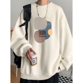 MOGAO Casual Geometric Sweatshirt for Men - Polyester Knit Fabric, Long Sleeve, Regular Fit, Round Neck, Comfortable and Trendy Unisex Hoodie MOGAO Casual Geometric Sweatshirt for Men - Polyester Knit Fabric, Long Sleeve, Regular Fit, Round Neck, Comfortable and Trendy Unisex Hoodie