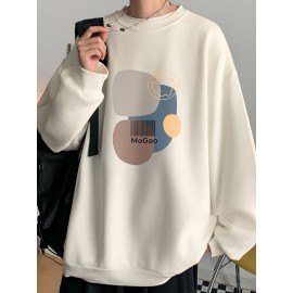 MOGAO Casual Geometric Sweatshirt for Men - Polyester Knit Fabric, Long Sleeve, Regular Fit, Round Neck, Comfortable and Trendy Unisex Hoodie MOGAO Casual Geometric Sweatshirt for Men - Polyester Knit Fabric, Long Sleeve, Regular Fit, Round Neck, Comfortable and Trendy Unisex Hoodie
