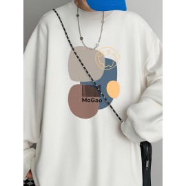 MOGAO Casual Geometric Sweatshirt for Men - Polyester Knit Fabric, Long Sleeve, Regular Fit, Round Neck, Comfortable and Trendy Unisex Hoodie MOGAO Casual Geometric Sweatshirt for Men - Polyester Knit Fabric, Long Sleeve, Regular Fit, Round Neck, Comfortable and Trendy Unisex Hoodie