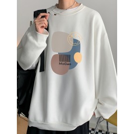 MOGAO Casual Geometric Sweatshirt for Men - Polyester Knit Fabric, Long Sleeve, Regular Fit, Round Neck, Comfortable and Trendy Unisex Hoodie MOGAO Casual Geometric Sweatshirt for Men - Polyester Knit Fabric, Long Sleeve, Regular Fit, Round Neck, Comfortable and Trendy Unisex Hoodie
