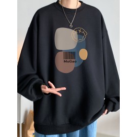 MOGAO Casual Geometric Sweatshirt for Men - Polyester Knit Fabric, Long Sleeve, Regular Fit, Round Neck, Comfortable and Trendy Unisex Hoodie MOGAO Casual Geometric Sweatshirt for Men - Polyester Knit Fabric, Long Sleeve, Regular Fit, Round Neck, Comfortable and Trendy Unisex Hoodie