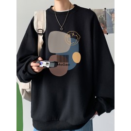 MOGAO Casual Geometric Sweatshirt for Men - Polyester Knit Fabric, Long Sleeve, Regular Fit, Round Neck, Comfortable and Trendy Unisex Hoodie MOGAO Casual Geometric Sweatshirt for Men - Polyester Knit Fabric, Long Sleeve, Regular Fit, Round Neck, Comfortable and Trendy Unisex Hoodie
