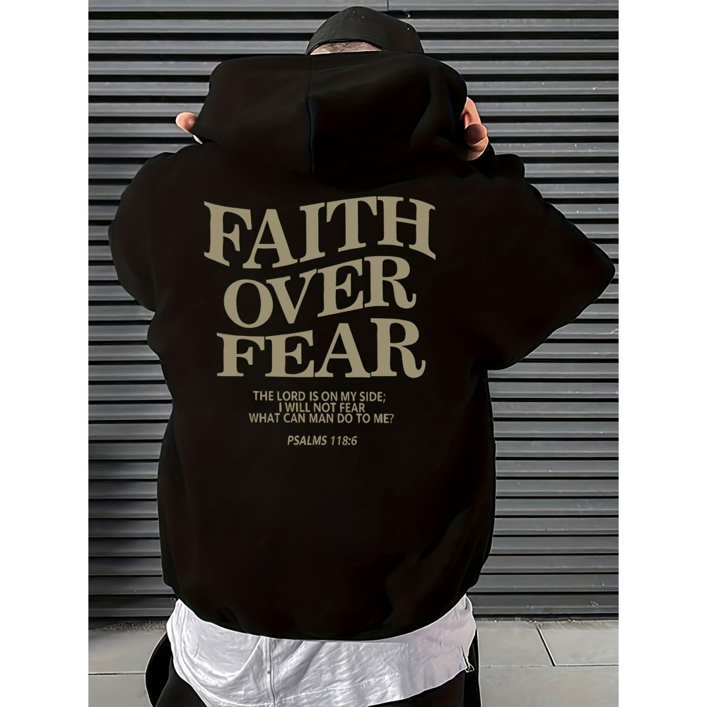 Men's Casual Fleece-Lined Hoodie with Letter Print - Cozy Pullover Sweatshirt, Kangaroo Pocket, Long Sleeve, Polyester Blend Men's Casual Fleece-Lined Hoodie with Letter Print - Cozy Pullover Sweatshirt, Kangaroo Pocket, Long Sleeve, Polyester Blend