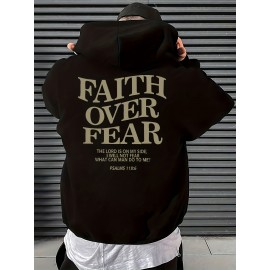 Men's Casual Fleece-Lined Hoodie with Letter Print - Cozy Pullover Sweatshirt, Kangaroo Pocket, Long Sleeve, Polyester Blend Men's Casual Fleece-Lined Hoodie with Letter Print - Cozy Pullover Sweatshirt, Kangaroo Pocket, Long Sleeve, Polyester Blend