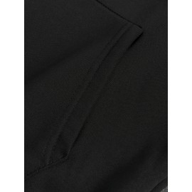 Men's Casual Fleece-Lined Hoodie with Letter Print - Cozy Pullover Sweatshirt, Kangaroo Pocket, Long Sleeve, Polyester Blend Men's Casual Fleece-Lined Hoodie with Letter Print - Cozy Pullover Sweatshirt, Kangaroo Pocket, Long Sleeve, Polyester Blend