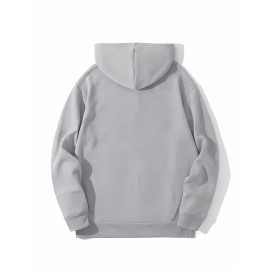 Men's Polyester Hooded Sweatshirt with Geometric Leaf Applique, Sports Style Active Hoodie with Slight Stretch, Regular Fit Knit Fabric Pullover - Casual Hip Hop Streetwear Men's Polyester Hooded Sweatshirt with Geometric Leaf Applique, Sports Style Active Hoodie with Slight Stretch, Regular Fit Knit Fabric Pullover - Casual Hip Hop Streetwear
