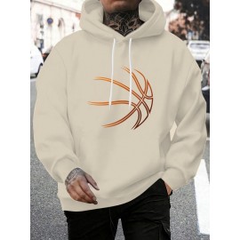 Creative Basketball Print Hoodie, Cool Hoodies For Men, Casual Hooded Sweatshirt With Kangaroo Pocket For Winter And Fall Creative Basketball Print Hoodie, Cool Hoodies For Men, Casual Hooded Sweatshirt With Kangaroo Pocket For Winter And Fall