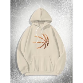 Creative Basketball Print Hoodie, Cool Hoodies For Men, Casual Hooded Sweatshirt With Kangaroo Pocket For Winter And Fall Creative Basketball Print Hoodie, Cool Hoodies For Men, Casual Hooded Sweatshirt With Kangaroo Pocket For Winter And Fall