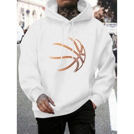 Creative Basketball Print Hoodie, Cool Hoodies For Men, Casual Hooded Sweatshirt With Kangaroo Pocket For Winter And Fall Creative Basketball Print Hoodie, Cool Hoodies For Men, Casual Hooded Sweatshirt With Kangaroo Pocket For Winter And Fall