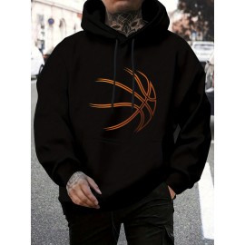 Creative Basketball Print Hoodie, Cool Hoodies For Men, Casual Hooded Sweatshirt With Kangaroo Pocket For Winter And Fall Creative Basketball Print Hoodie, Cool Hoodies For Men, Casual Hooded Sweatshirt With Kangaroo Pocket For Winter And Fall