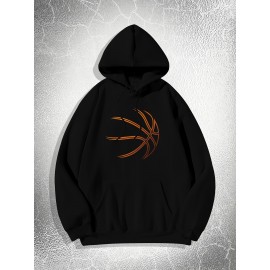 Creative Basketball Print Hoodie, Cool Hoodies For Men, Casual Hooded Sweatshirt With Kangaroo Pocket For Winter And Fall Creative Basketball Print Hoodie, Cool Hoodies For Men, Casual Hooded Sweatshirt With Kangaroo Pocket For Winter And Fall