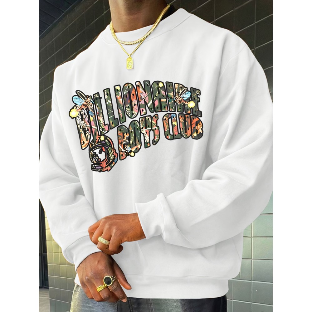 Featuring Textures Design Letter BOYS CLUB Printed Men's Crew Neck And Long Sleeve Sweatshirt, Casual Style, Breathable, Comfortable, Stylish Street Fashion Pullover Sweatshirt Featuring Textures Design Letter BOYS CLUB Printed Men's Crew Neck And Long Sleeve Sweatshirt, Casual Style, Breathable, Comfortable, Stylish Street Fashion Pullover Sweatshirt