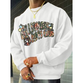 Featuring Textures Design Letter BOYS CLUB Printed Men's Crew Neck And Long Sleeve Sweatshirt, Casual Style, Breathable, Comfortable, Stylish Street Fashion Pullover Sweatshirt Featuring Textures Design Letter BOYS CLUB Printed Men's Crew Neck And Long Sleeve Sweatshirt, Casual Style, Breathable, Comfortable, Stylish Street Fashion Pullover Sweatshirt