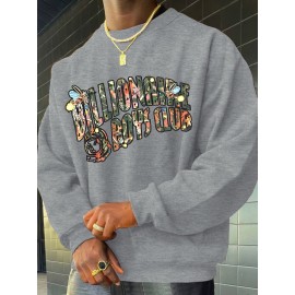 Featuring Textures Design Letter BOYS CLUB Printed Men's Crew Neck And Long Sleeve Sweatshirt, Casual Style, Breathable, Comfortable, Stylish Street Fashion Pullover Sweatshirt Featuring Textures Design Letter BOYS CLUB Printed Men's Crew Neck And Long Sleeve Sweatshirt, Casual Style, Breathable, Comfortable, Stylish Street Fashion Pullover Sweatshirt