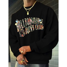 Featuring Textures Design Letter BOYS CLUB Printed Men's Crew Neck And Long Sleeve Sweatshirt, Casual Style, Breathable, Comfortable, Stylish Street Fashion Pullover Sweatshirt Featuring Textures Design Letter BOYS CLUB Printed Men's Crew Neck And Long Sleeve Sweatshirt, Casual Style, Breathable, Comfortable, Stylish Street Fashion Pullover Sweatshirt