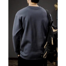 Men's Casual Cotton Long Sleeve T-Shirt - Crew Neck, Loose Fit, Spring & Fall Collection Men's Casual Cotton Long Sleeve T-Shirt - Crew Neck, Loose Fit, Spring & Fall Collection