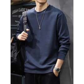 Men's Casual Cotton Long Sleeve T-Shirt - Crew Neck, Loose Fit, Spring & Fall Collection Men's Casual Cotton Long Sleeve T-Shirt - Crew Neck, Loose Fit, Spring & Fall Collection