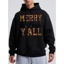 Men'S Christmas Hoodie, Cotton Blend Casual Knit Fabric, Regular Fit, Hooded Sweatshirt with Front Pocket, Slight Stretch, Alphabet Pattern, with Pocket for Daily Wear & Holiday Gifts Men'S Christmas Hoodie, Cotton Blend Casual Knit Fabric, Regular Fit, Hooded Sweatshirt with Front Pocket, Slight Stretch, Alphabet Pattern, with Pocket for Daily Wear & Holiday Gifts