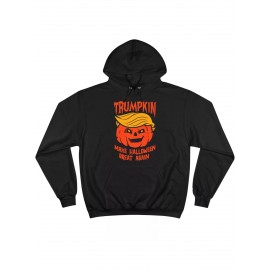 Trumpkin Halloween Graphic Hoodie, Cotton Blend Casual Knit Fabric, Regular Fit, Hooded Sweatshirt with Slight Stretch, with Pocket Detail, for Men'S Funny Retro Print Streetwear Trumpkin Halloween Graphic Hoodie, Cotton Blend Casual Knit Fabric, Regular Fit, Hooded Sweatshirt with Slight Stretch, with Pocket Detail, for Men'S Funny Retro Print Streetwear