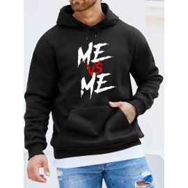 ME VS ME Print, Men's Casual and Cozy Hoodies, Trendy Long Sleeve Hooded Sweatshirt, Casual Versatile Top for Autumn Winter ME VS ME Print, Men's Casual and Cozy Hoodies, Trendy Long Sleeve Hooded Sweatshirt, Casual Versatile Top for Autumn Winter
