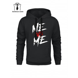ME VS ME Print, Men's Casual and Cozy Hoodies, Trendy Long Sleeve Hooded Sweatshirt, Casual Versatile Top for Autumn Winter ME VS ME Print, Men's Casual and Cozy Hoodies, Trendy Long Sleeve Hooded Sweatshirt, Casual Versatile Top for Autumn Winter