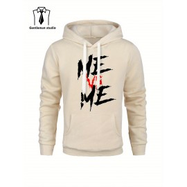 ME VS ME Print, Men's Casual and Cozy Hoodies, Trendy Long Sleeve Hooded Sweatshirt, Casual Versatile Top for Autumn Winter ME VS ME Print, Men's Casual and Cozy Hoodies, Trendy Long Sleeve Hooded Sweatshirt, Casual Versatile Top for Autumn Winter