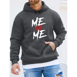 ME VS ME Print, Men's Casual and Cozy Hoodies, Trendy Long Sleeve Hooded Sweatshirt, Casual Versatile Top for Autumn Winter ME VS ME Print, Men's Casual and Cozy Hoodies, Trendy Long Sleeve Hooded Sweatshirt, Casual Versatile Top for Autumn Winter