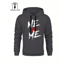 ME VS ME Print, Men's Casual and Cozy Hoodies, Trendy Long Sleeve Hooded Sweatshirt, Casual Versatile Top for Autumn Winter ME VS ME Print, Men's Casual and Cozy Hoodies, Trendy Long Sleeve Hooded Sweatshirt, Casual Versatile Top for Autumn Winter