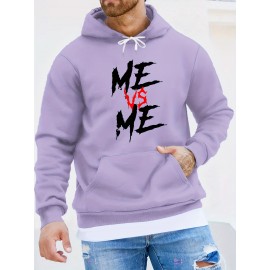 ME VS ME Print, Men's Casual and Cozy Hoodies, Trendy Long Sleeve Hooded Sweatshirt, Casual Versatile Top for Autumn Winter ME VS ME Print, Men's Casual and Cozy Hoodies, Trendy Long Sleeve Hooded Sweatshirt, Casual Versatile Top for Autumn Winter