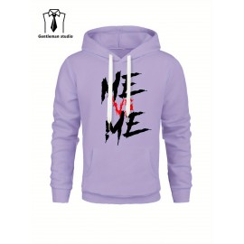 ME VS ME Print, Men's Casual and Cozy Hoodies, Trendy Long Sleeve Hooded Sweatshirt, Casual Versatile Top for Autumn Winter ME VS ME Print, Men's Casual and Cozy Hoodies, Trendy Long Sleeve Hooded Sweatshirt, Casual Versatile Top for Autumn Winter