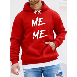 ME VS ME Print, Men's Casual and Cozy Hoodies, Trendy Long Sleeve Hooded Sweatshirt, Casual Versatile Top for Autumn Winter ME VS ME Print, Men's Casual and Cozy Hoodies, Trendy Long Sleeve Hooded Sweatshirt, Casual Versatile Top for Autumn Winter