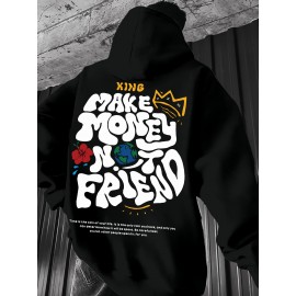 Men's Casual Hoodie, Spring/Autumn Fashion, Geometric Pattern, Knit Fabric, Regular Fit, Polyester, Stretchy, Crew Neck,